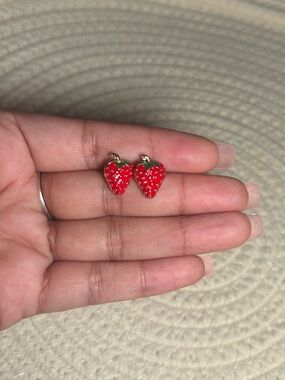 Red Strawberry Small Stud Earrings - Cute Summer/Spring Fruit Post Earrings New
